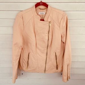 Clavin Klein faux leather biker jacket in blush size M